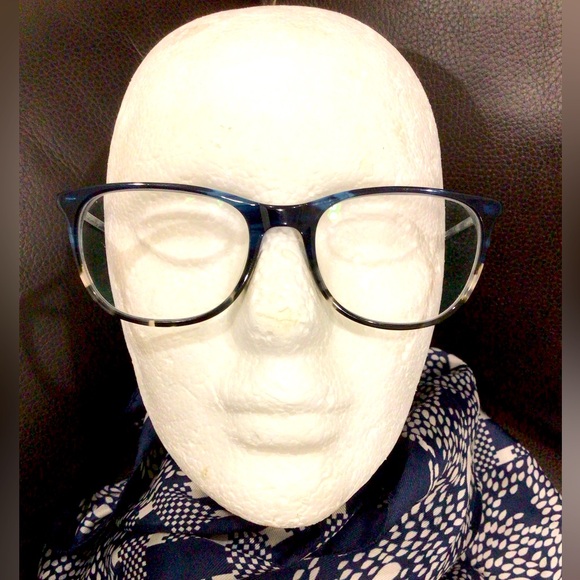 Scott Harris Europa SH-602 Denim/Zebra Full Rom Oval Eyeglasses Frames